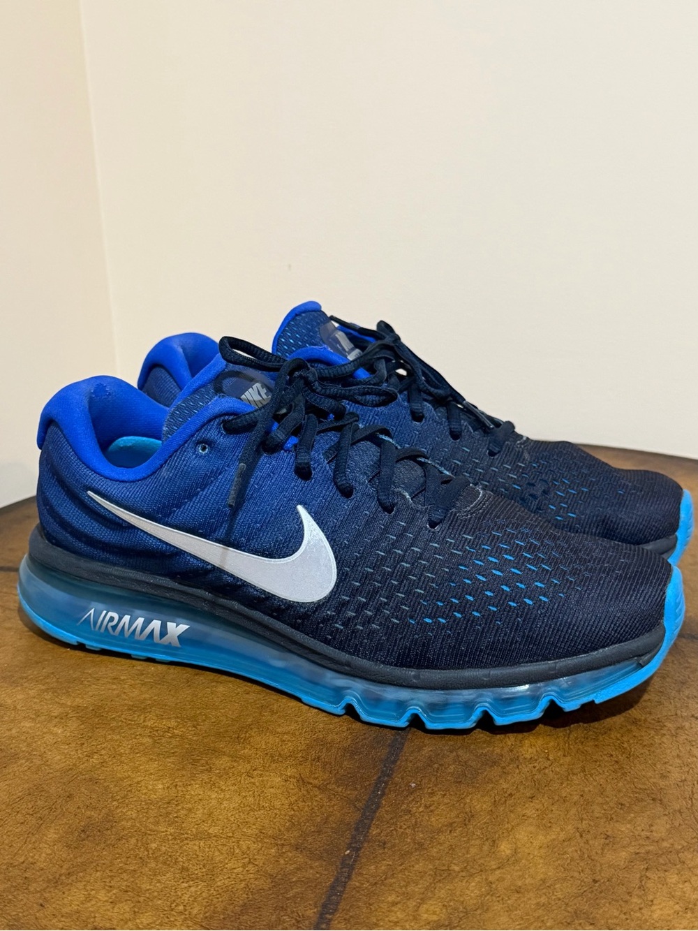 Mens Nike Air Max 2017 Size 10.5 Blue Obsidian 849559-400 Running Shoes GUC